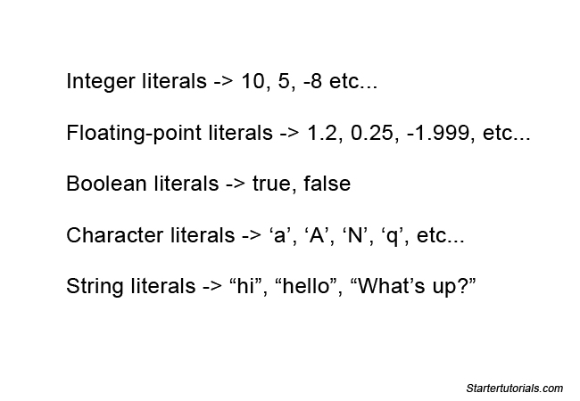 Java literals examples