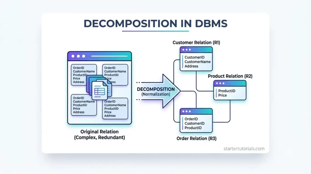 Decomposition in DBMS